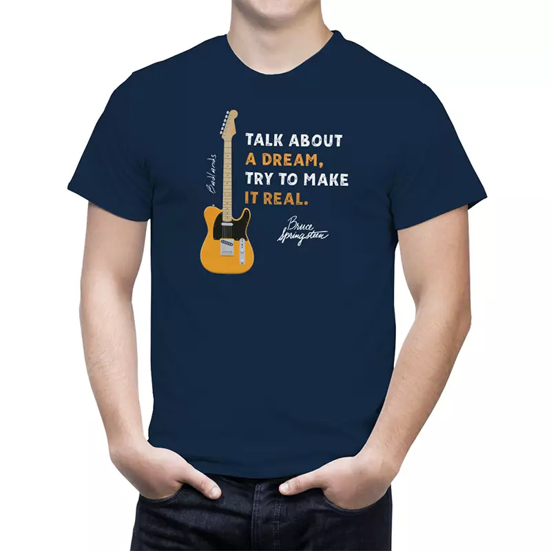 camiseta manga corta unisex springsteen badlands letter azul marino chico