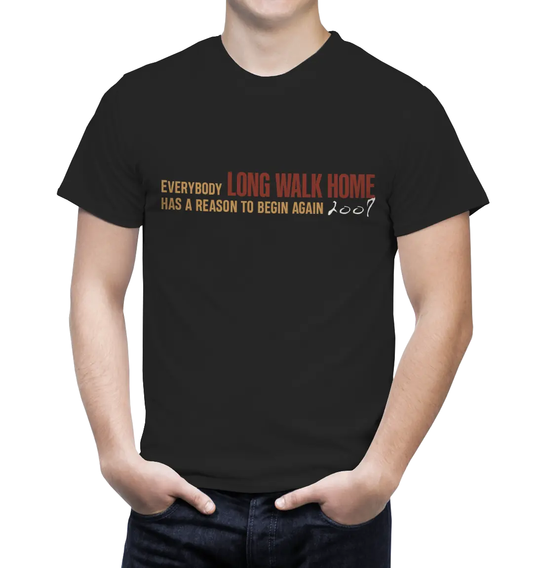 camiseta manga corta unisex springsteen long walk home letter negro chico