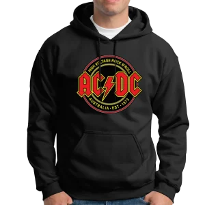 sudadera con capucha acdc high voltage rock and roll negro chico