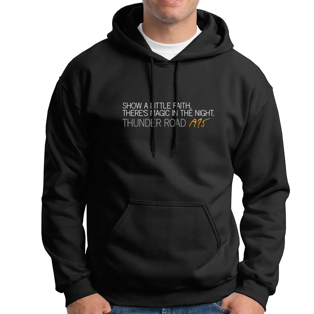 sudadera con capucha unisex springsteen thunder road letter negro chico