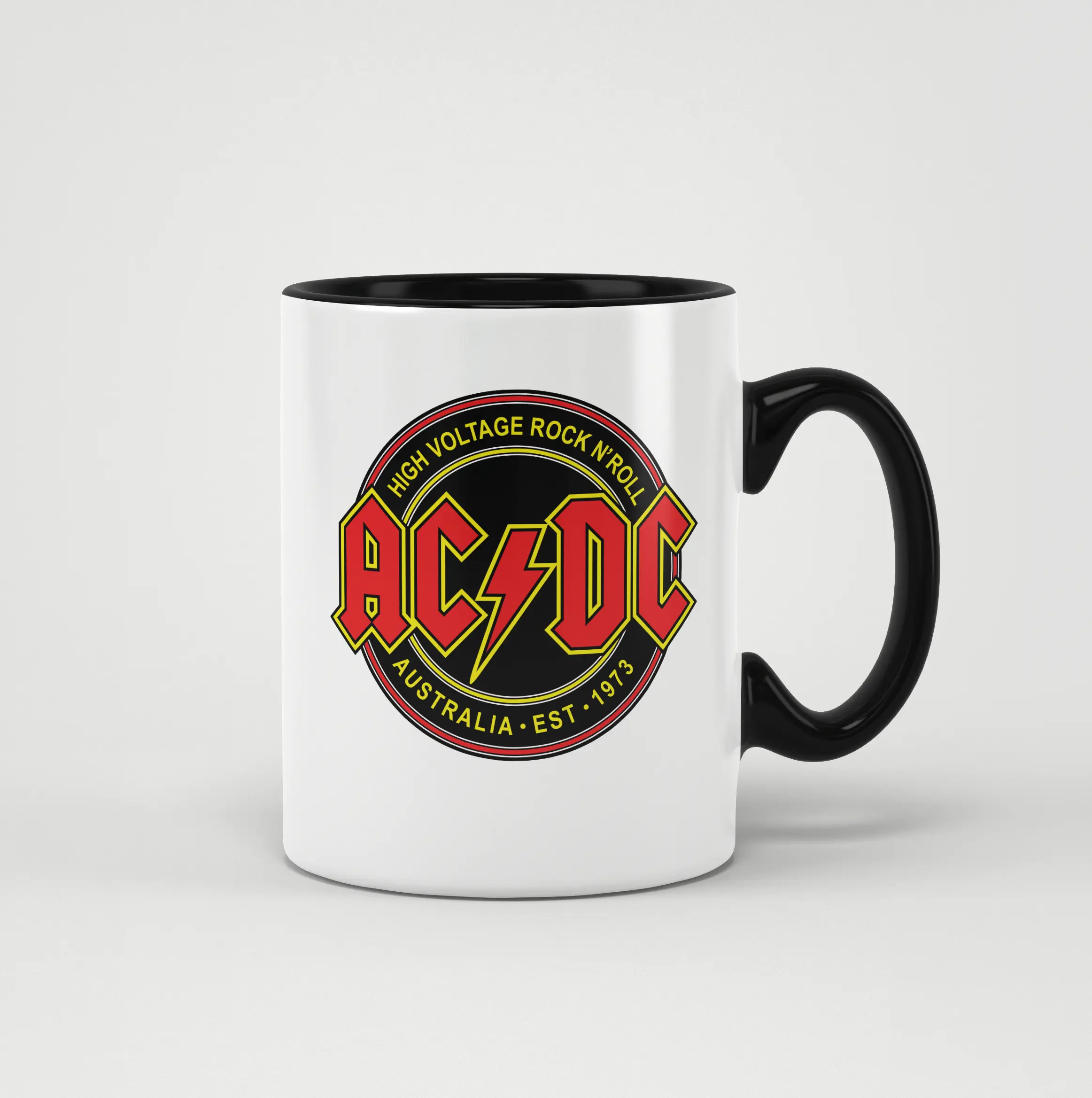 taza acdc high voltage rock and roll negro chico